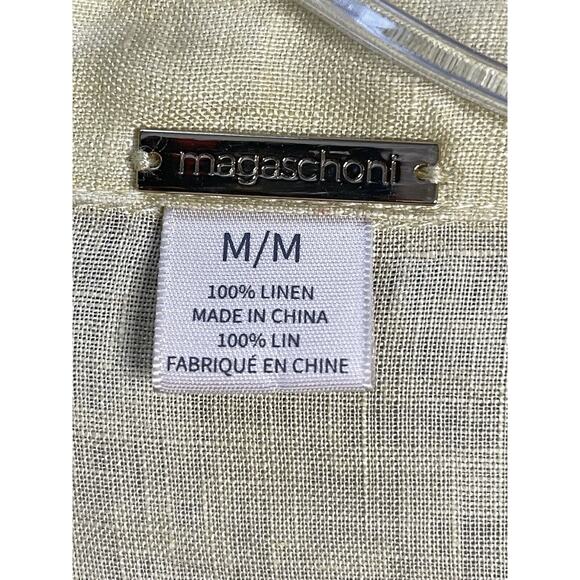 MAGASCHONI Butter Yellow Linen Button Down Shirt Size M Lagenlook Oversized - Picture 5 of 8
